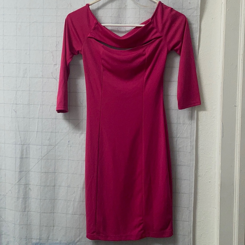Pink cut out shift dress.